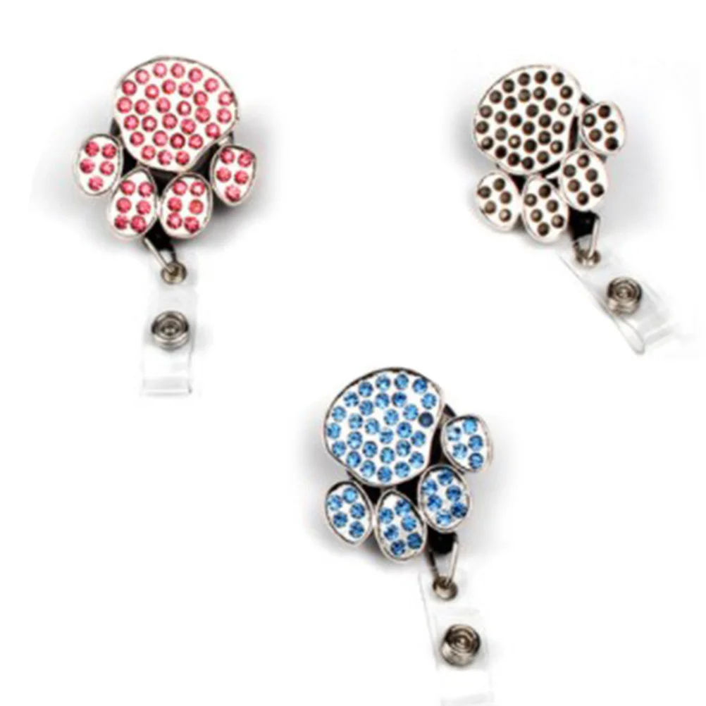 

Id Badge Reel Palm Shaped Clip Retractable Name Tag Holder For Office Nurses Students Easy Pull Buckle Telescopic Cord