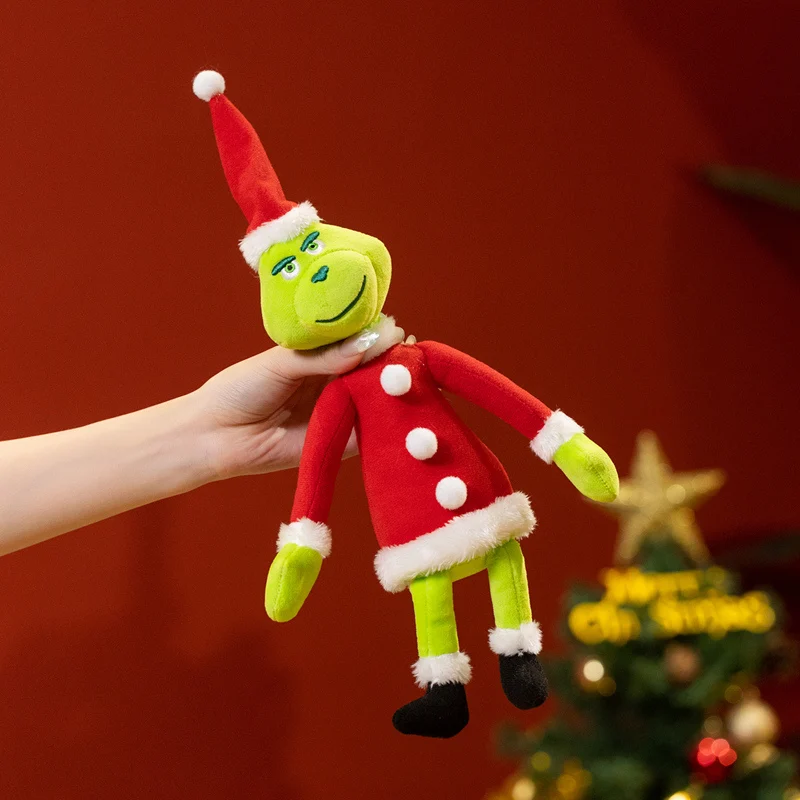 36cm Spezielles Grünes Anime-Weihnachtsmonster Plüschpuppe mit Schlanker Roter Kleidung Lustige Puppe Festtagsgeschenke – Detail 11