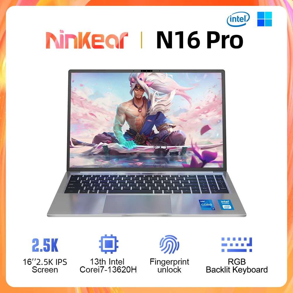 Ninkear N16 PRO Gaming Laptop 13th Intel i7-13620H WiFi 6 16-inch 2.5K IPS 165Hz 32GB DDR4+1TB SSD Office Computer Notebook