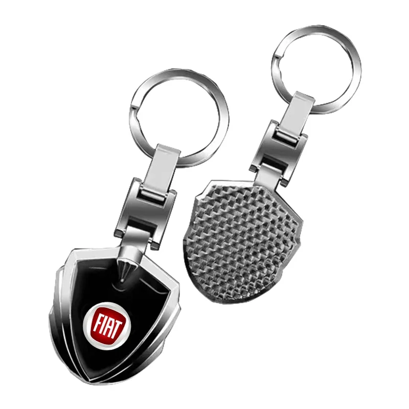 Car Emblem Stying Metal Key Rings Shield Shaped Keychain Styling For Fiat Ducato Abarth Tipo Panda Bravo Doblo Accessories