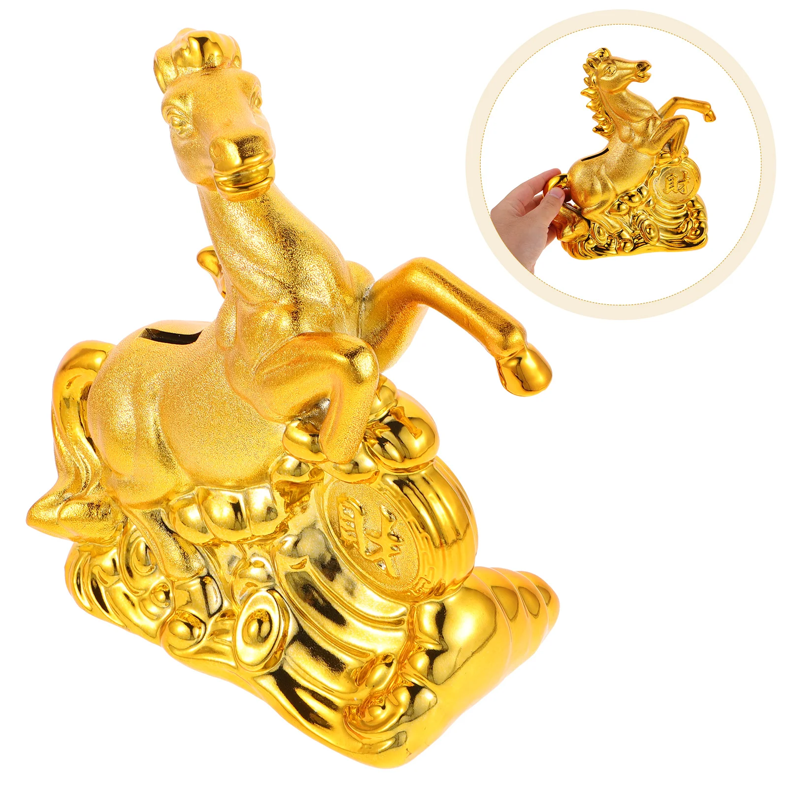 

2026 Ceramic horse-shaped Money Bank Sculpture Figurine Coin Piggy Bank Home Office Tabletop Decoration Zodiac Horse Ornament