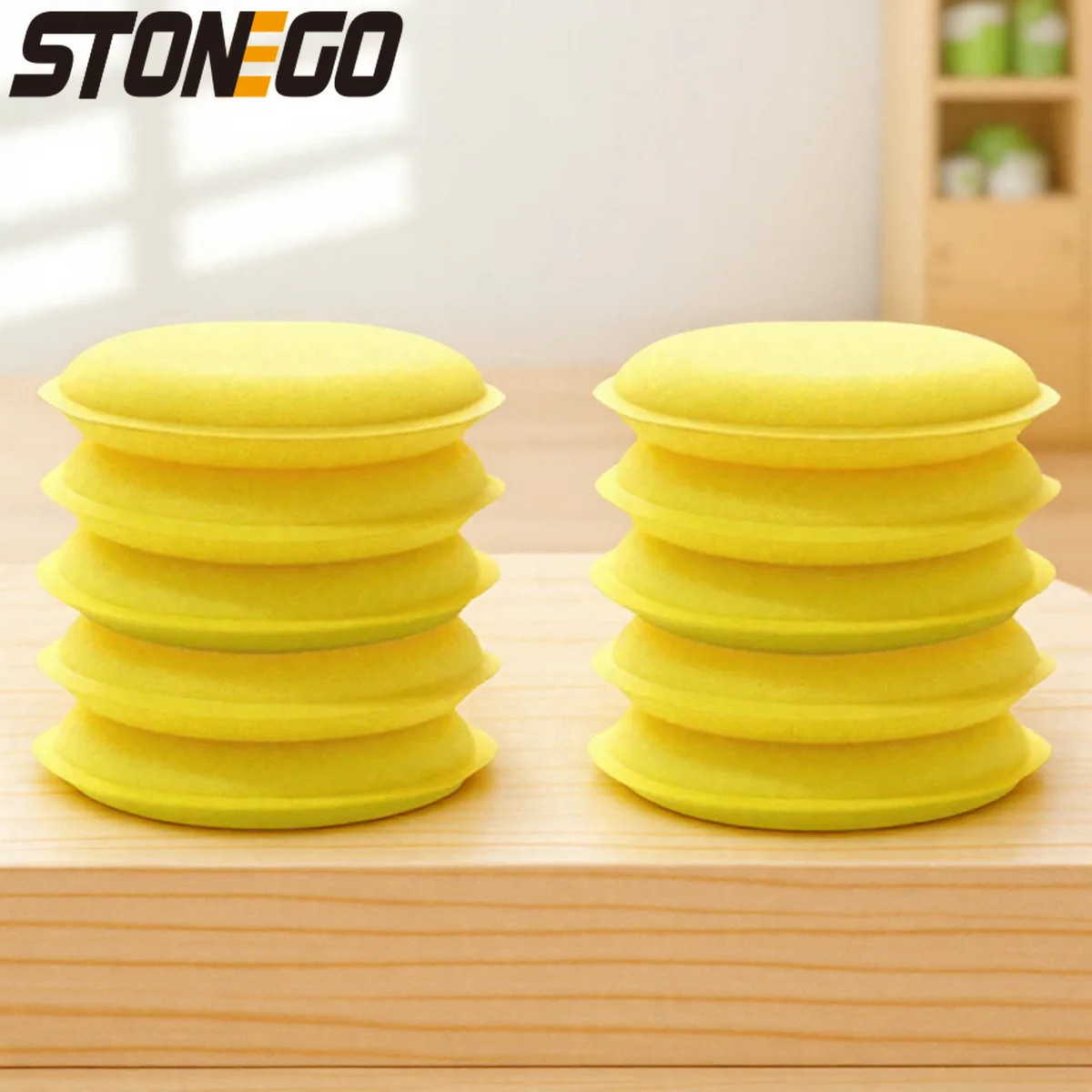 10 Pcs Yellow Car Foam Wax Applicator Polishing Sponge Round Cleaning Tools for Auto Detailing Essentials