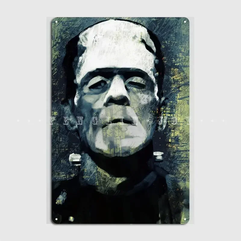 فرانكنشتاين لوحة معدنية ملصق نادي حانة المرآب لوحات شخصية تين تسجيل ملصق