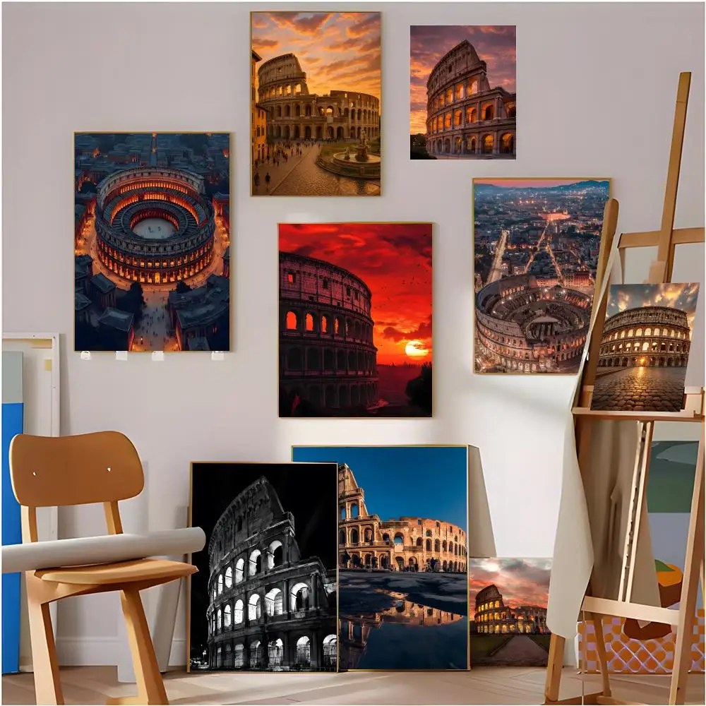 Historic Colosseums Poster Modern art bathroom wall poster waterproof frameless decorative gift