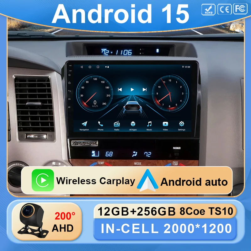 

Android 15 For Toyota Tundra XK50 2007 - 2013 Sequoia XK60 2008 - 2017 Navigation Screen Auto Car Radio Multimedia Video Player