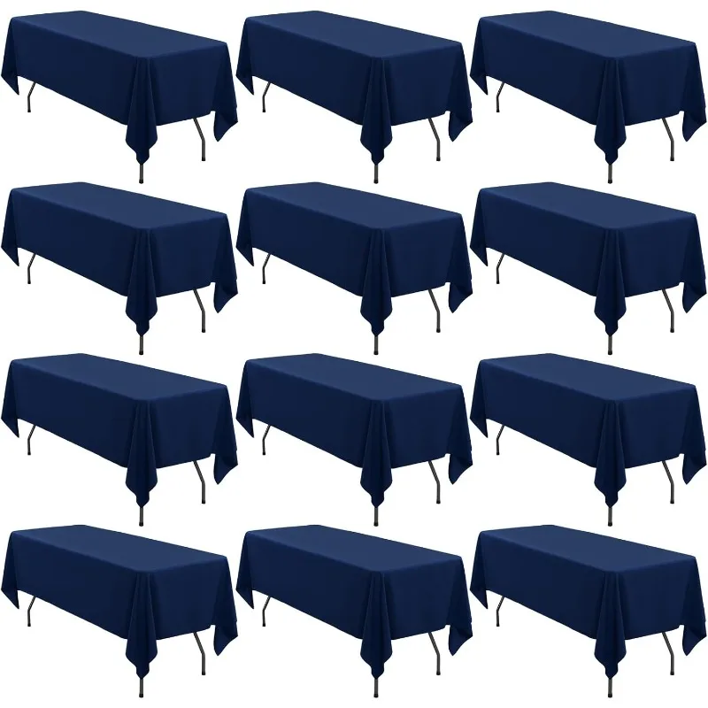 12 Pack 60 x 102 Inch Rectangular Tablecloths for 6 Feet Rectangular Tables, Washable Cloth Tablecloths for Buffet Parties