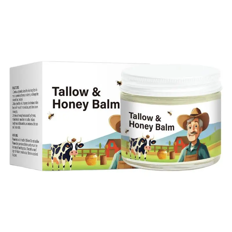

60g Tallow Honey Balm Beef Tallow Moisturizer Hydrating Repair Dry Skin Cream Soothing Clarifying Rejuvenating Night day cream