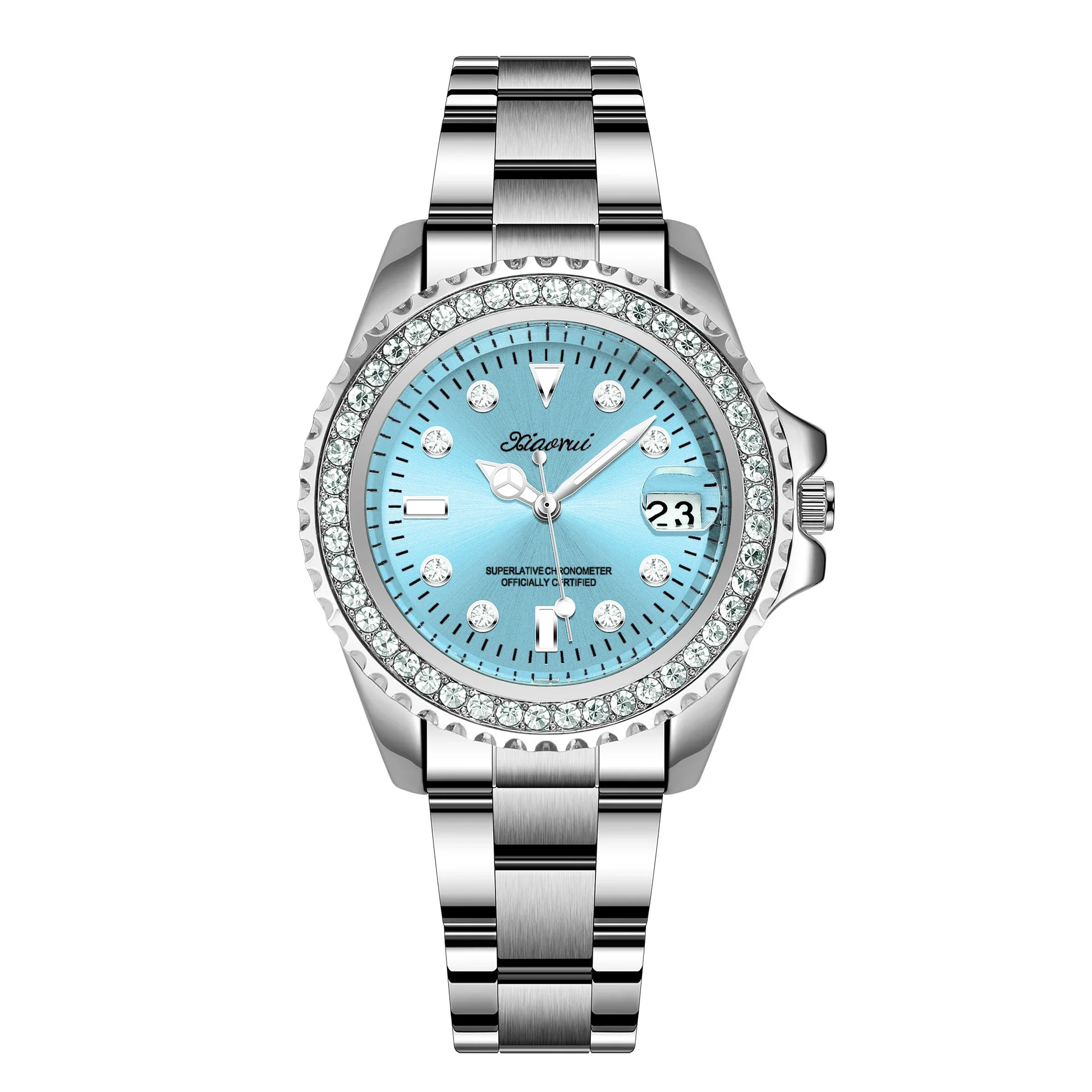 

Роскошные водонепроницаемые женские часы с бриллиантами, высококачественные, с функцией календаря, элегантные наручные часы для женщин с кожаным ремешком