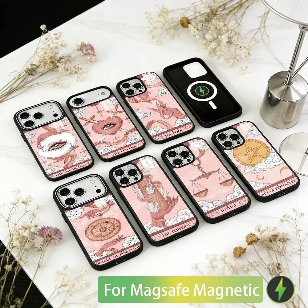Moon Star S-Sun Tarot Phone Case For iPhone17,16,15,14,13,12,11 Plus,Pro Magnetic For Magsafe Wireless Charging