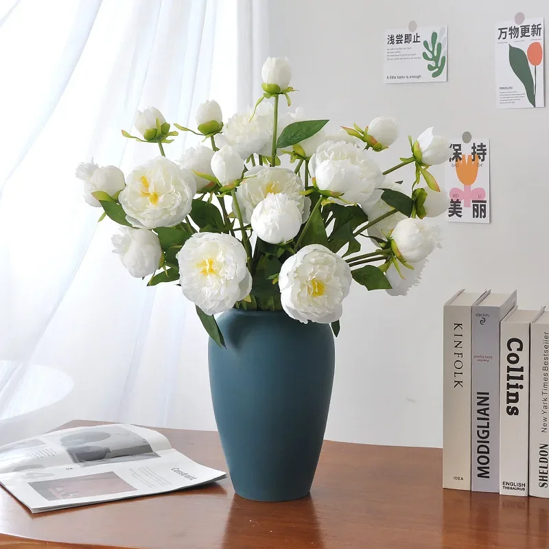 62CM Three Head Peony Peony Artificial Flower Nordic Home Decoration Artificial Flower Bouquet Living Room Decoration