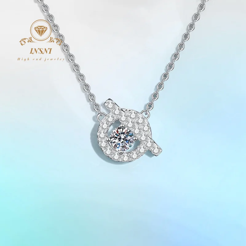 

1CT D Color Moissanite Pig Nose Charm Pendant S925 Sterling Silver PT950 Plated Vintage Women's Necklace Certified Jewelry