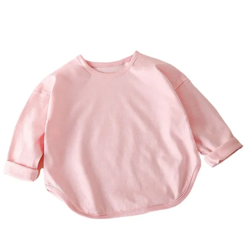 Autumn Boy Girl Baby O-neck Solid Bottoming Shirt Children Simple Casual Long Sleeves T-shirt Kid Cotton Tops Infant Unique Tees