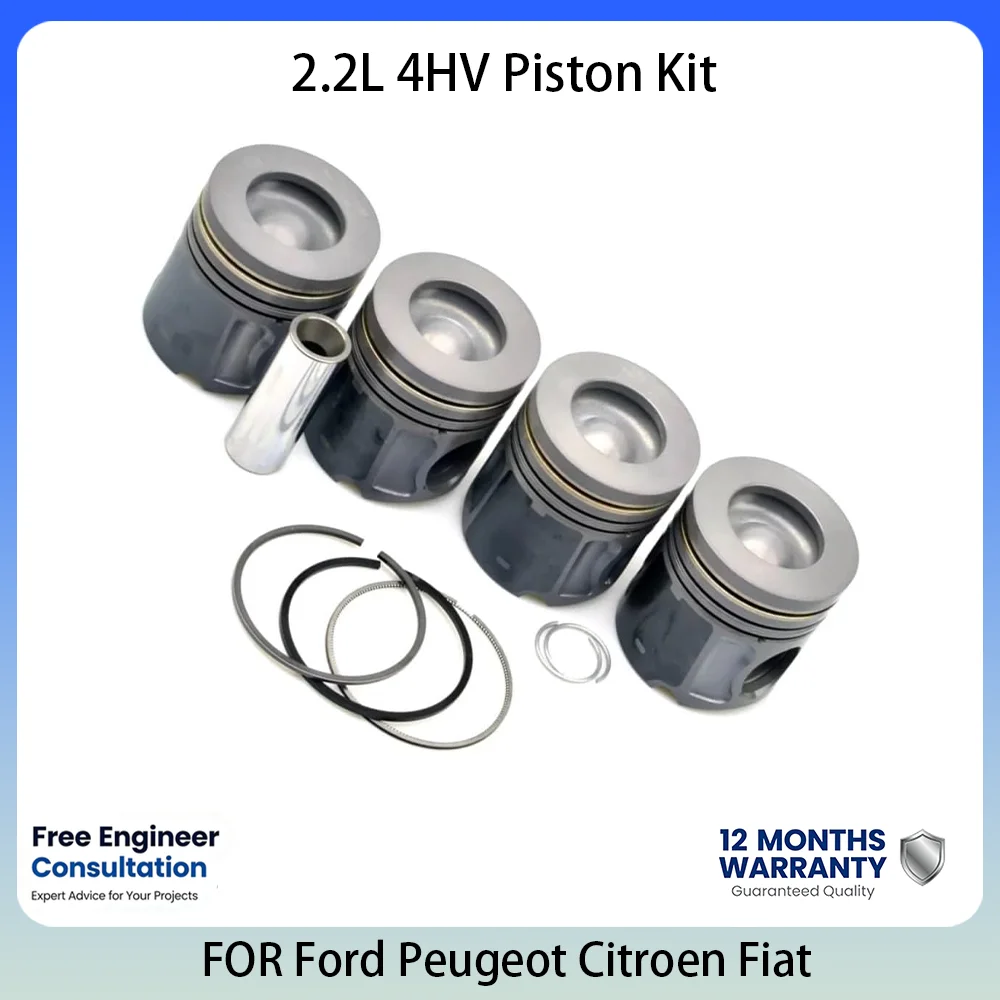 Conjunto de Pistones de Motor para Ford Transit Ranger 2.2L 2.2 L T L4 Diésel 4HV P22DTE 2011-2016, Kit de Pistones Duraderos de Alto Rendimiento