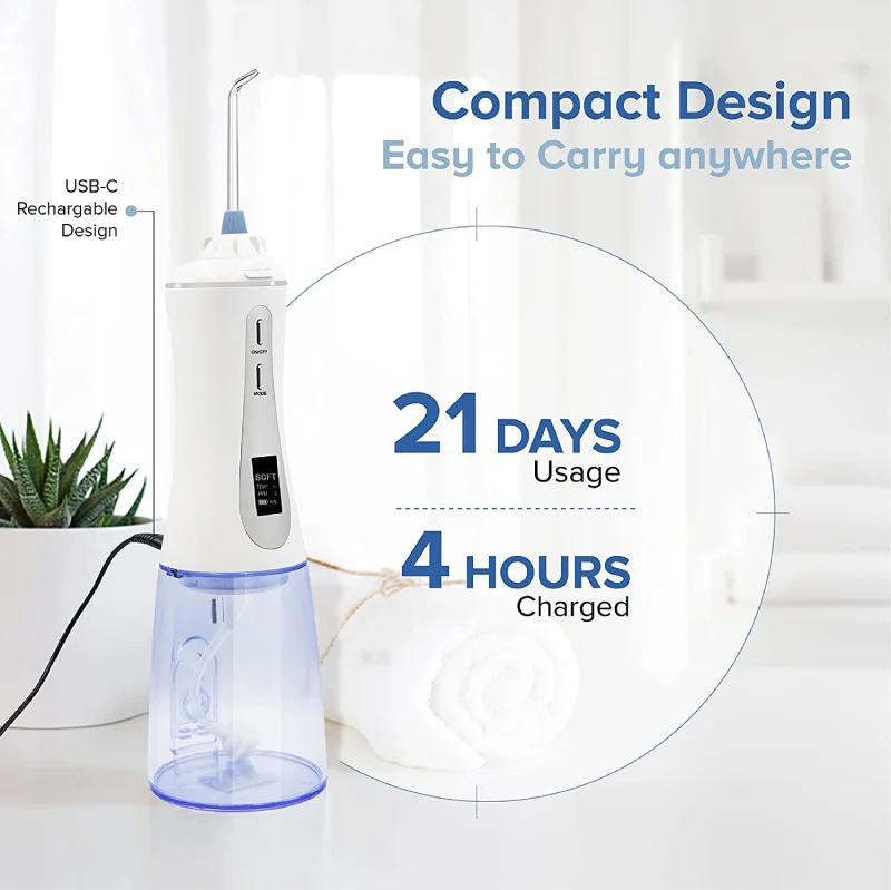 Professional 350ml Tooth Water Pick Flosser With LED Display Electric Cordless Dental Oral Irrigator