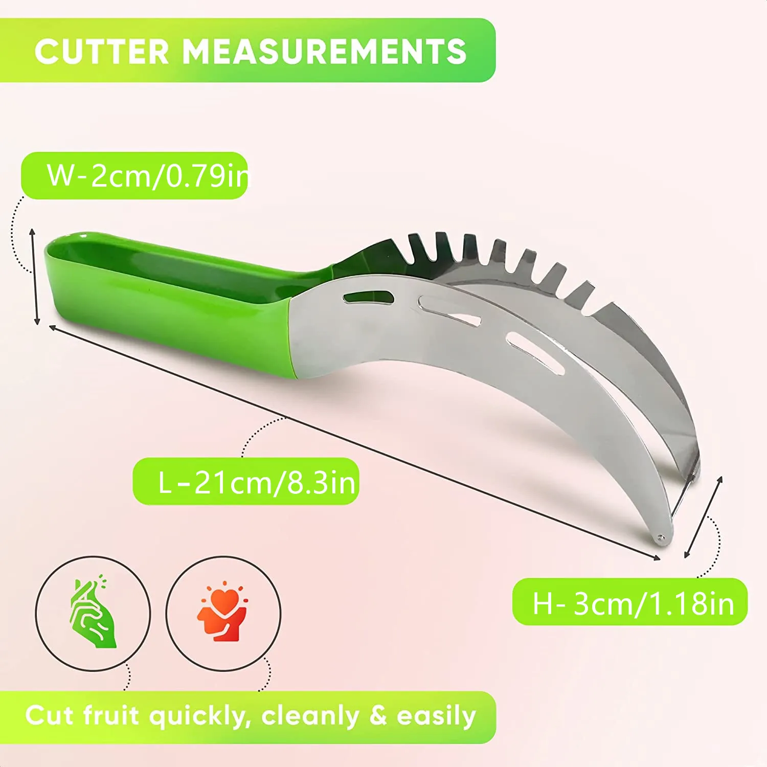 Stainless Watermelon Slicer Cutter Knife with Non-slip Plastic Wrap Handle Fruit Tools Kitchen Gadgets for Pineapple Cantaloupe