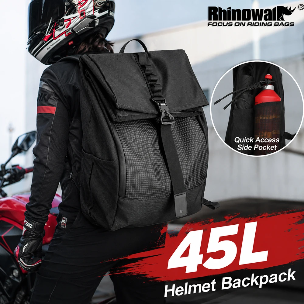 Rhinowalk 45L Motorcycle Helmet Backpack Full Face Helmet Bag Large Capacity Motorbike Laptop Travel Backpack for CFMOTO 450MT