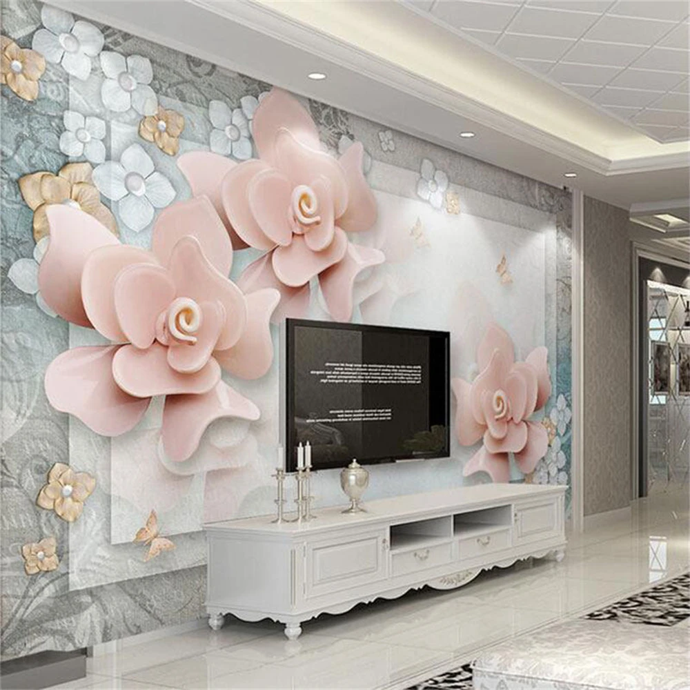 

Ювелирные изделия на заказ, рельефный цветок, роза, лилия, обои для стены, фон, настенная живопись, papel de parede, обои, украшение дома