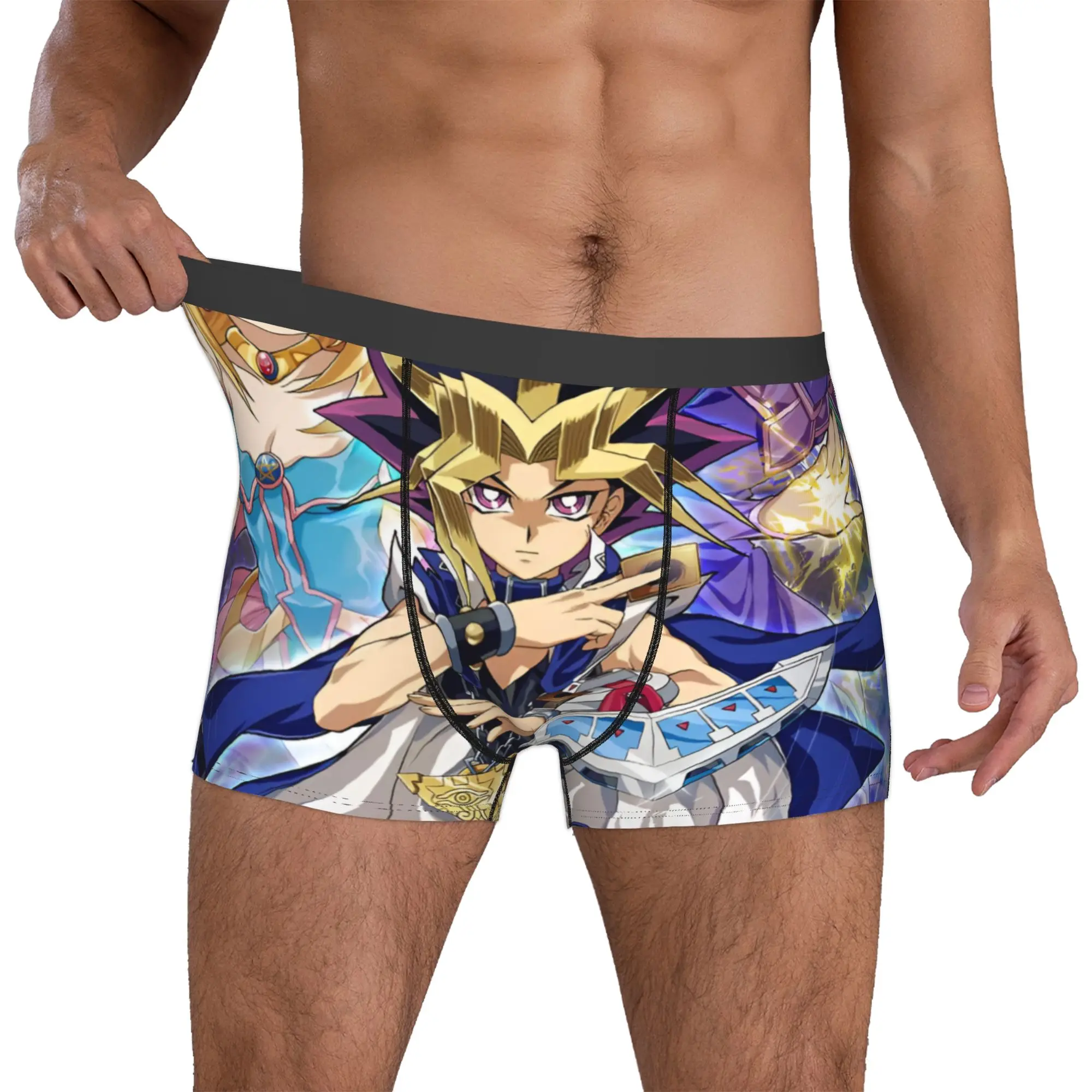 Ropa interior masculina Y-Yus Gi O-Ohs, calzoncillos tipo bóxer con diseño de dragón blanco y ojos azules, pantalones cortos suaves, calzoncillos