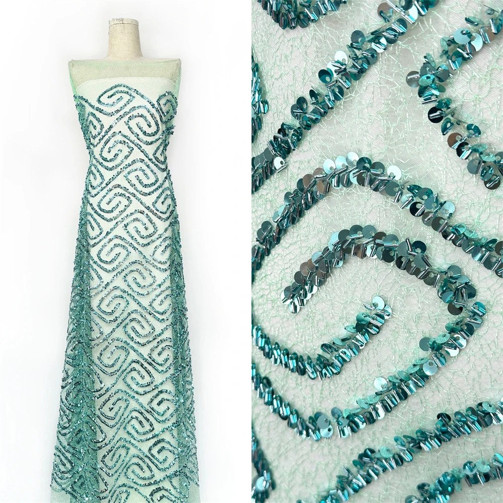 

Роскошная африканская кружевная ткань с блестками, 2024, высокое качество, французская нигерийская кружевная ткань для жениха, расшитая бисером, для шитья платья