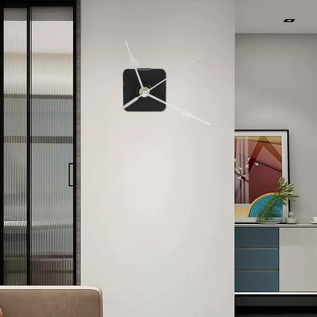 ABQR Clock Movement Mechanism with Silver Hour Minute Second Hand DIY Tools Kit