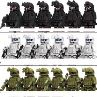 City Police Camouflage Ghost Commando Special Forces Building Blocks MOC Modern Russian Soldier Figures Military Weapon Toy