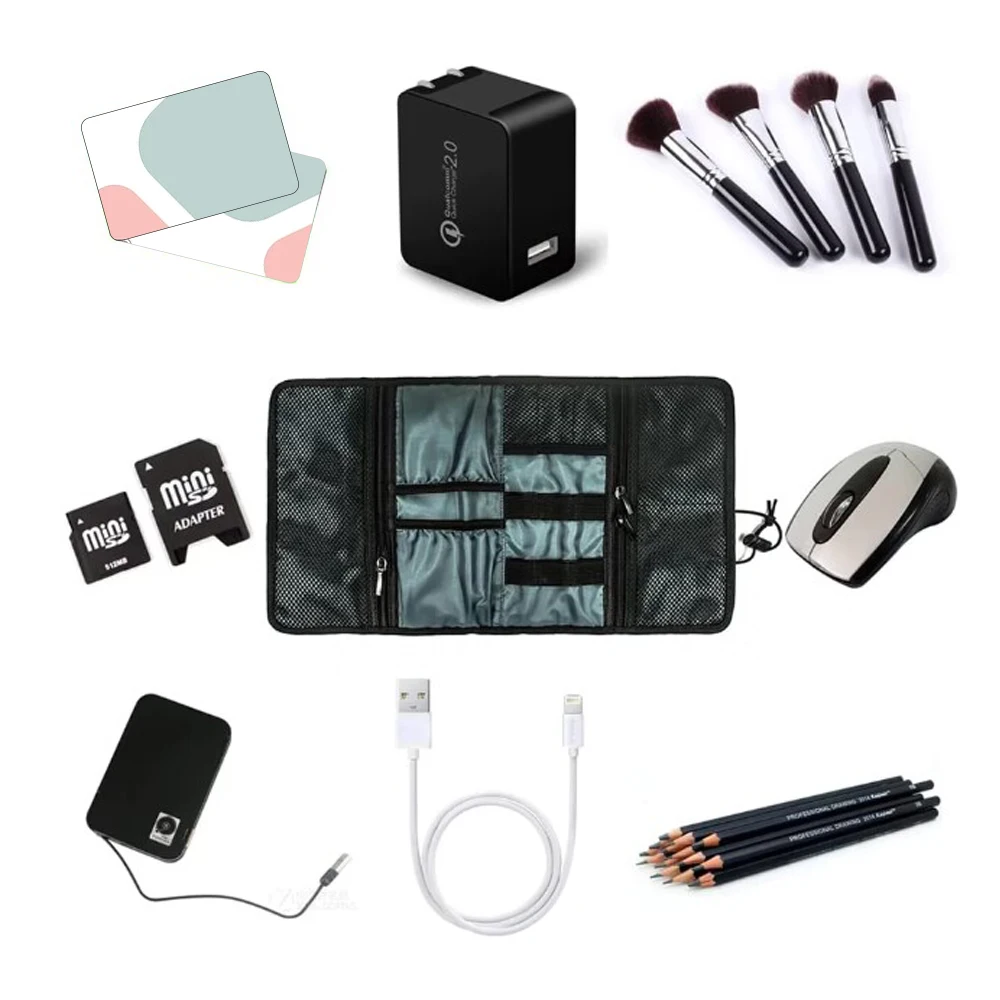 Bolsa Organizadora de Cables, Estuche de Almacenamiento de Accesorios Electrónicos de Viaje, para Cargador, Banco de Ene