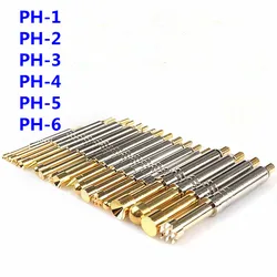 10 pz/pacco dei perni della sonda di contatto di prova PH-2H / 3A / 3H / 4A / 4H / 5B / 5H / 5D / 6D / 6H sonda di prova a molla retrattile Pogo Pin