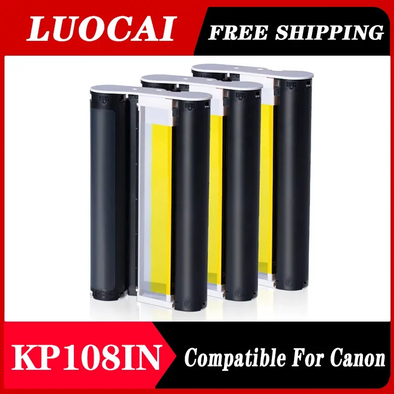 Compatible for Canon Selphy CP1300 CP1200 CP1000 CP910 Ink Cassette for Selphy CP1500 Photo Paper Set Printer KP108IN 6 Inch