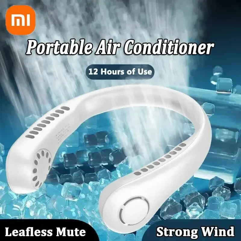 Xiaomi Новый мини-вентилятор на шею Портативный безлистный перезаряжаемый воздушный охладитель 3-скоростной мини-летний спортивный вентилятор на открытом воздухе