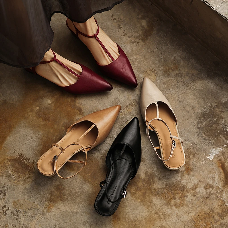 2026 new summer women sandals natural leather 22-26cm cowhide+pigskin+sheepskin t-tied ankle-buckle high heel women shoes