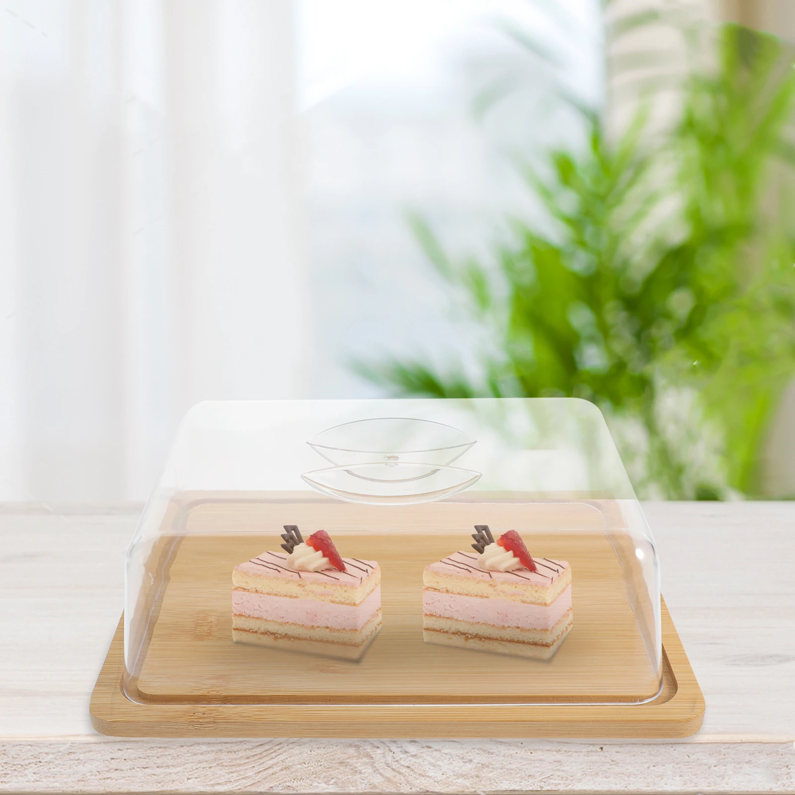 

Acrylic Cake Cover Dish with Dome Holder Lid Square Stands Party Pastry Tray Plate Clear Display Stand Premium Material