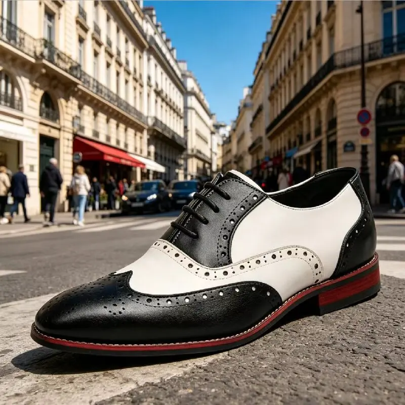 Men Fashion Block Leather Shoes with Red Bottom Splicing British Style Business Dress Shoes Gentlemen's Social Shoes Sizes 38-48
