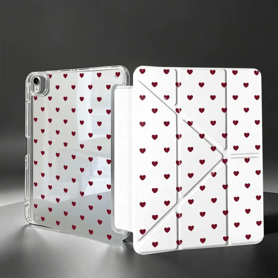 Deep Red Heart With Pen Slot Cover Tablet Case For Samsung Galaxy Tab S10 Lite A11 A8 S9 Plus A9 Plus S7 FE S8