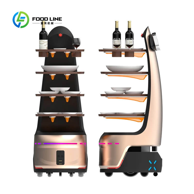 Customized Food Delivery Robot 4 Compartments Slam Design Automatic Navigation Restaurant Hotel  Intelligence Robot