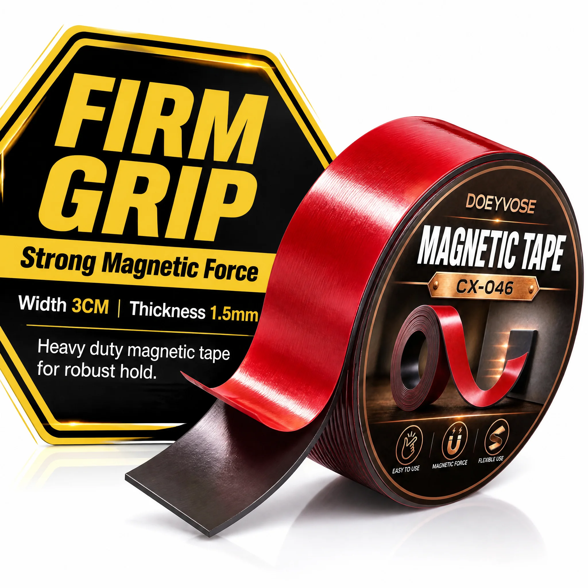 Self‑Adhesive Magnetic Tape 3cm×1.5mm×1m Flexible Magnet Strip