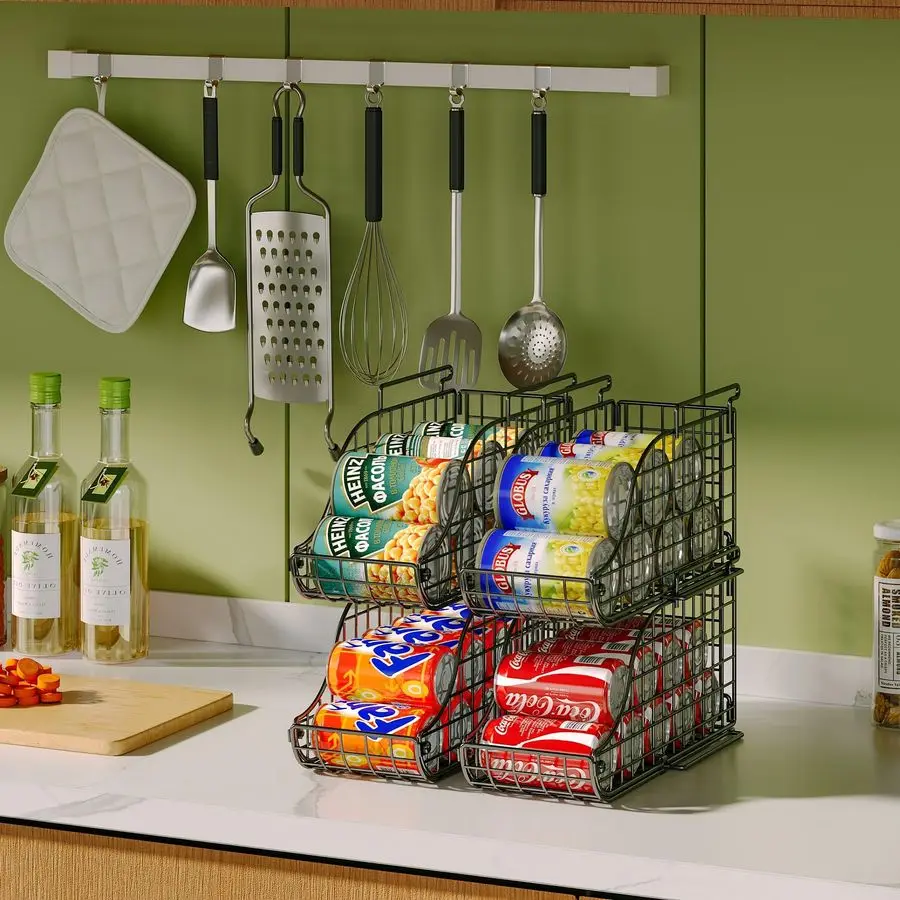 

6Pack Can Storage Organizer Pantry, Stackable Kitchen Canned Food Holder With Handles, Can Organizer For Pantry Countertop Cabin
