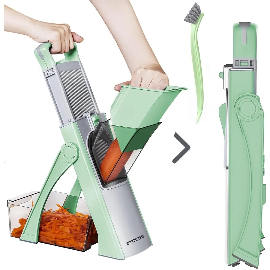 

All in 1 Upgraded Version Mandoline Slicer for Kitchen with Adjustable Blades: Detachable Blade Design for Efficient Slicing St