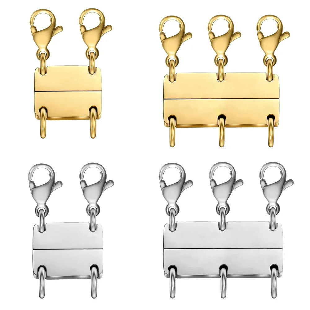 

2pcs Gold Necklace Layering Clasps Strong Magnetic Closures For DIY Multiple Necklace Bracelet Chain Extender Jewelry Making