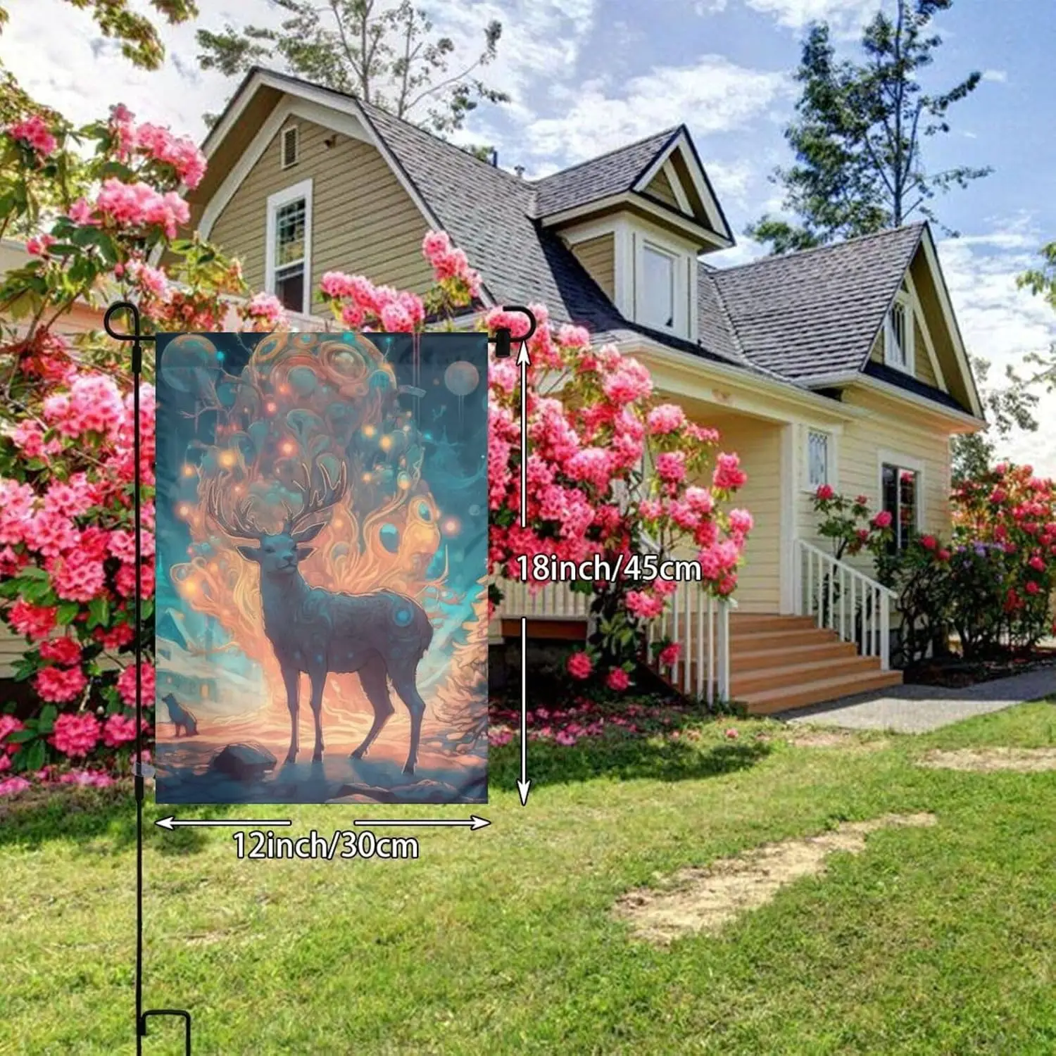 Cow Deer Tree Christmas Easter Garden Flag Spring Garden Flags St Patricks Day Garden Flag Outdoor Decor 12inx18in Vertical Doub