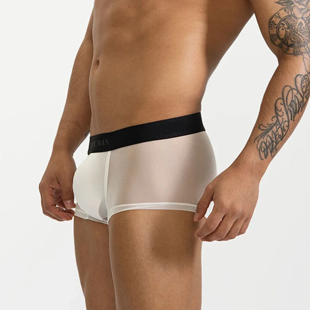 

Men Mesh See-through Underwear Low Waist Shorts Trunks Underpants Boxer Briefs Bulge Pouch Panties Low Rise Knickers