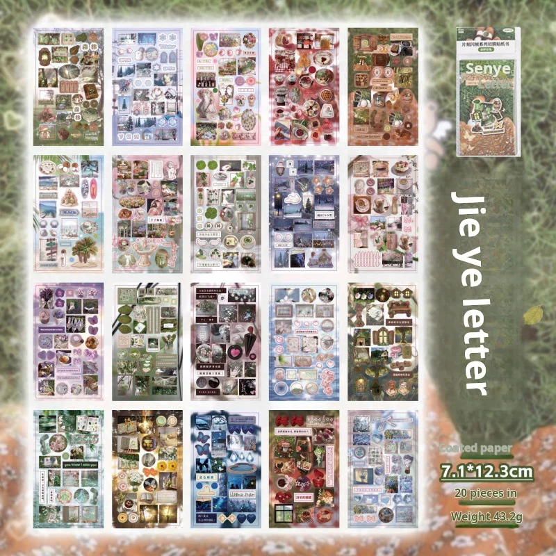 20 szt. Wycinane naklejki w książce, retro kreskówki, dekoracyjne, ręcznie robione materiały do scrapbookingu, naklejki do pamiętnika, japońskie naklejki papiernicze.