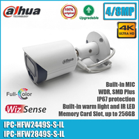 Dahua IPC-HFW2449S-S-IL and IPC-HFW2849S-S-IL 8MP IP67 Full Color Smart Dual Light Built-in Mic Bullet WizSense Network Camera