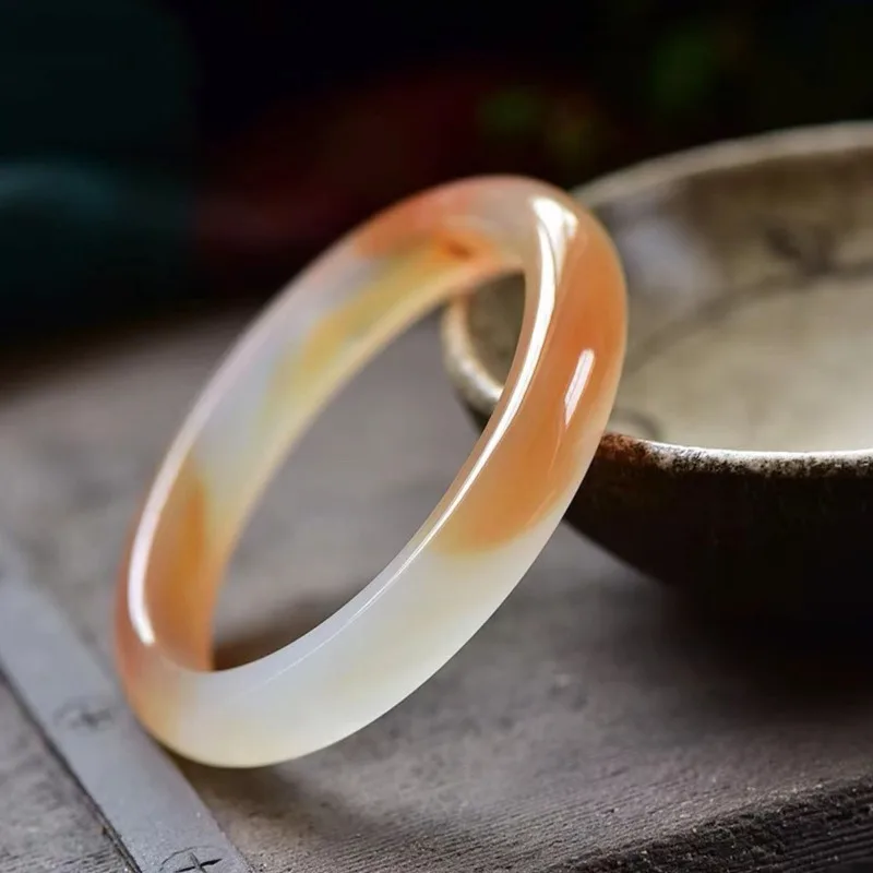 

Natural Agate Natural Flower Narrow Strip Ice Hydrated Retro Women's Bracelet