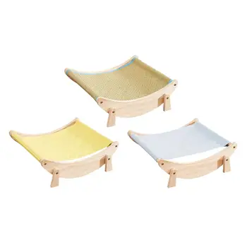 Cat Hammock Wood Pet Rocking Swing Bed Portable Sleeping Chairs Breathable Swing Chair for Pet Supplies 10kg Cats Kittens Kitty