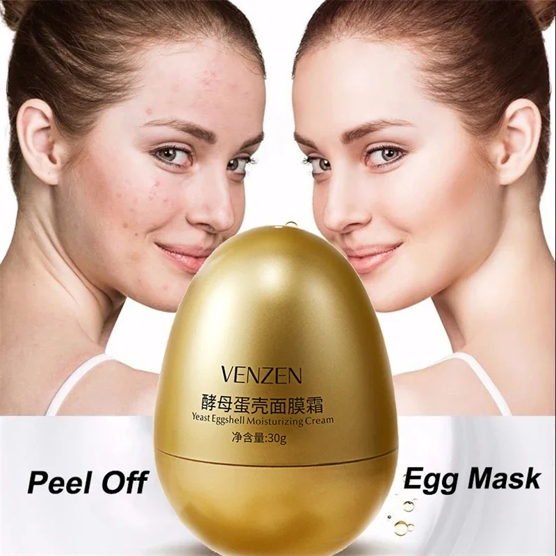 VENZEN Egg Mask Yeast Eggshell Mask Cream Yeast Shell Hydrating Moisturizing Veil Cream Sleep Mask Brightening Firming Skin 30g