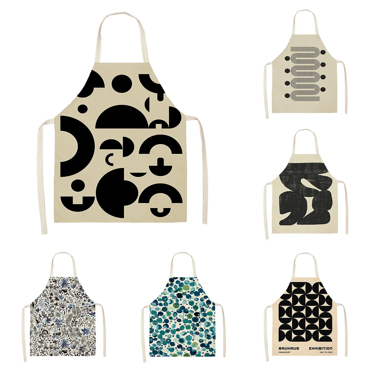 

Новинка 2023 года, цветная абстрактная иллюстрация Morandi, маслостойкий фартук для кухни, кафе для мужчин и женщин, взрослых, 55 x 68 см