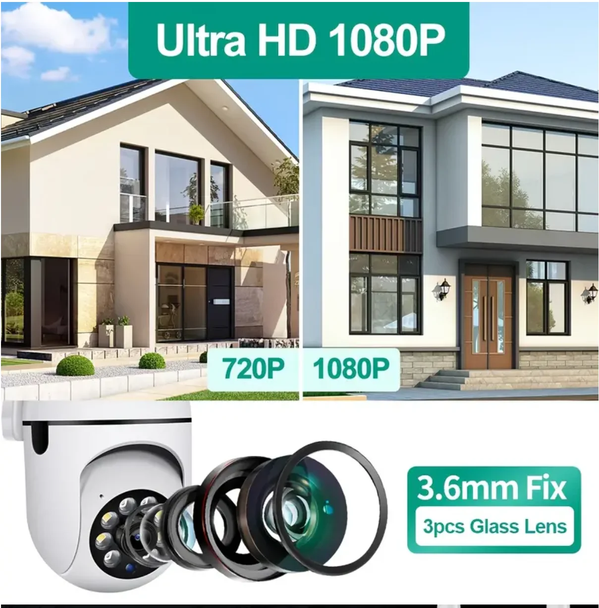 كاميرا لا سلكية HD 1080P كاميرا أمان داخلية للرؤية الليلية التكبير 5X كاميرا مراقبة خارجية اتجاهين كاميرا CCTV الصوت #2