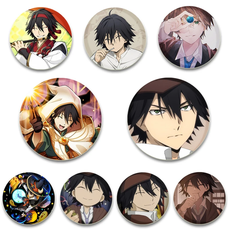 58/44/32MM Anime Figure Edogawa Rampo Icon Pin Badge Handmade Brooches for Backpack Clothes Fashion Jewelry Gifts