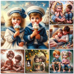 Diamond Painting Little Boy And Girl Diamond Embroidery Full Square Portrait Girl Picture Of Rhinestones Home Decor