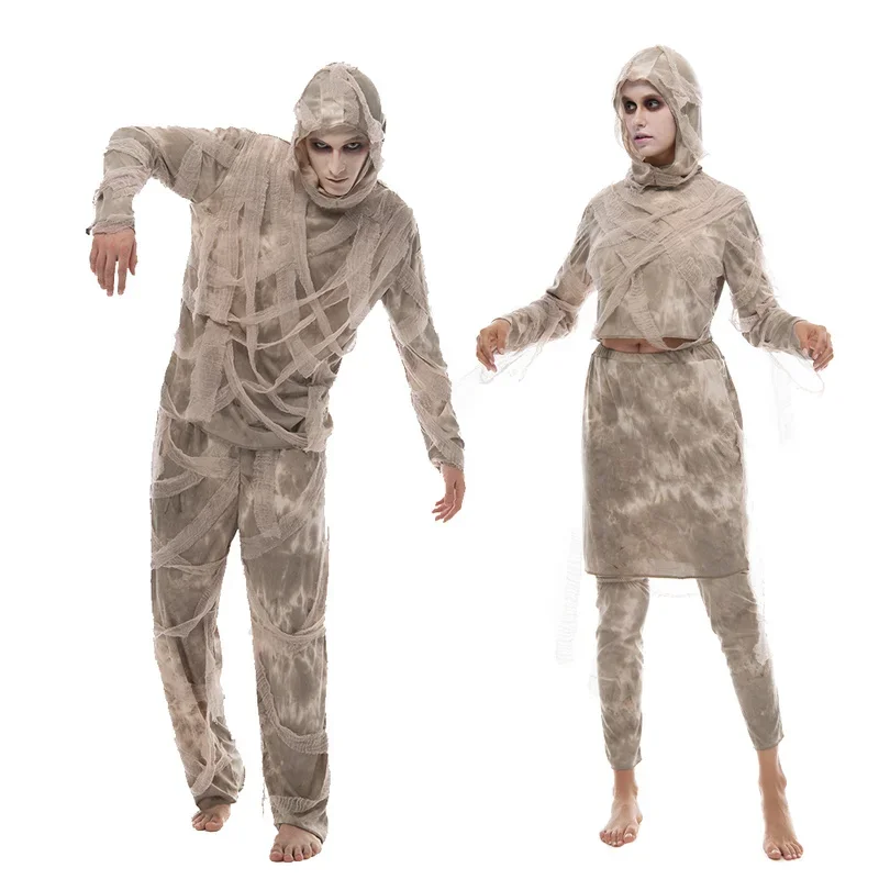 2024 New Family Halloween Horror Mummy Wrap Outfit Cosplay Adult Scary Egyptian Mummy Costume Carnival Easter Purim Fancy Dress